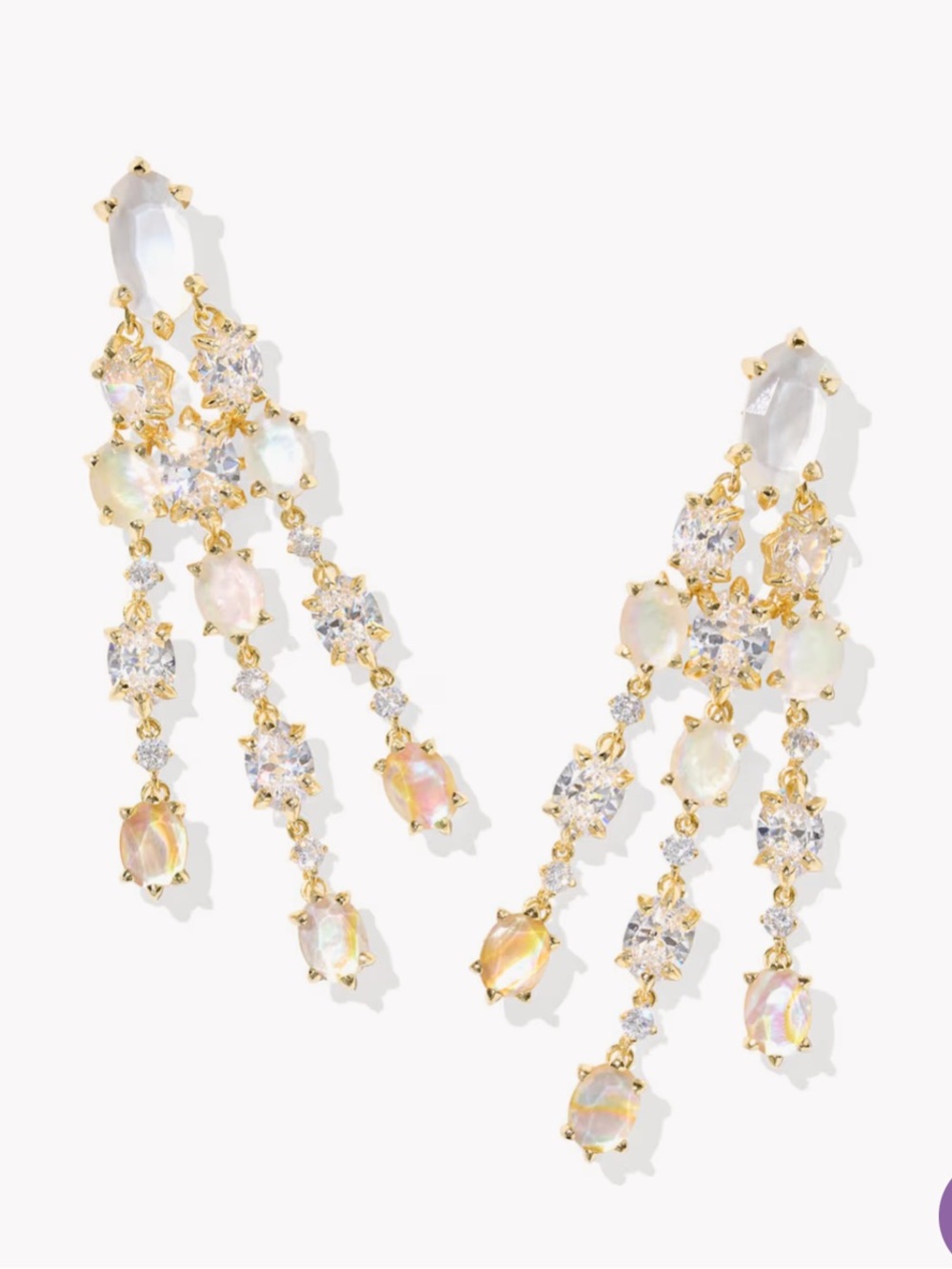 Kendra Scott Cailin Gold Statement Drop Earrings NWT - Picture 3 of 13